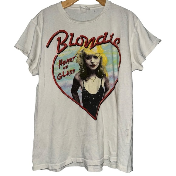 Madeworn Women’s Sz S White Blondie Heart of Glass Vintage Debbie Harry T-Shirt - Picture 1 of 6